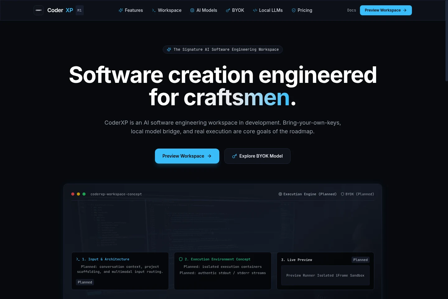 Screenshot of the CoderXP website