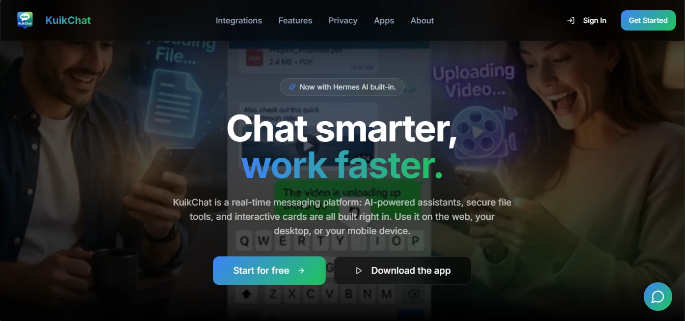 KuikChat website: Chat smarter, work faster