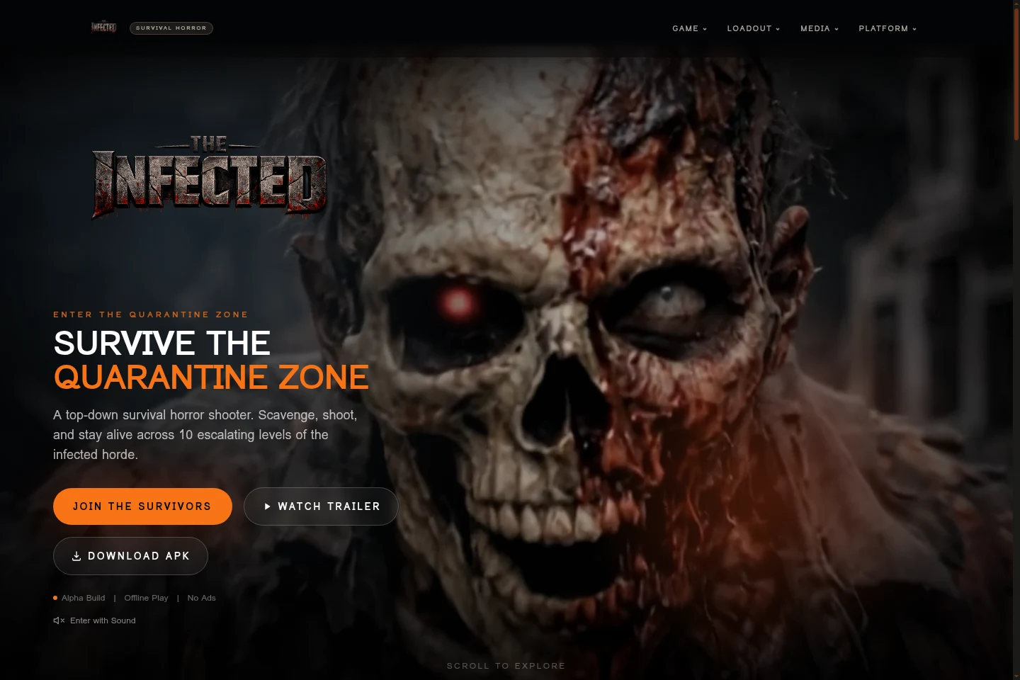 Screenshot of the The Infected website