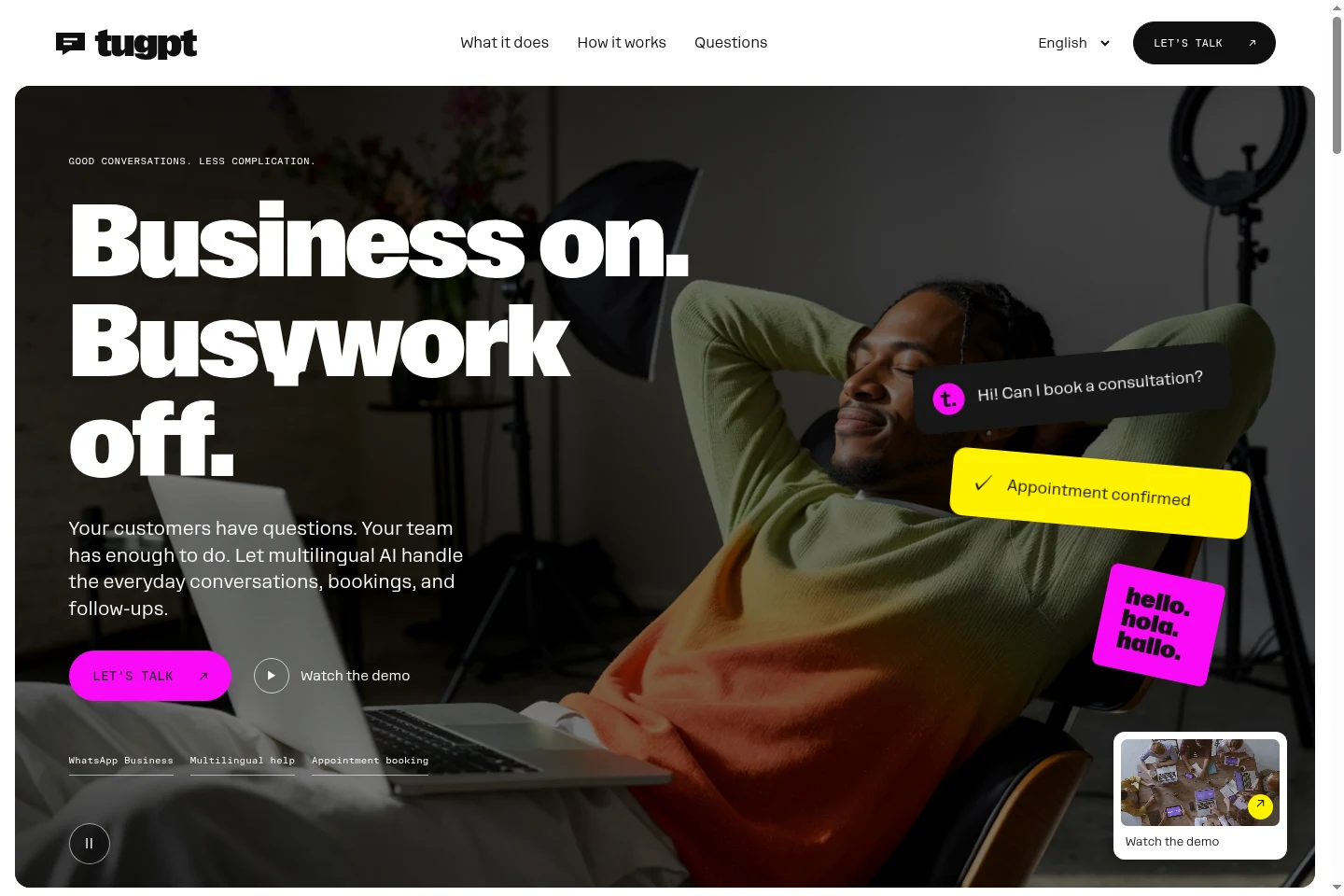 Screenshot of the TuGPT website